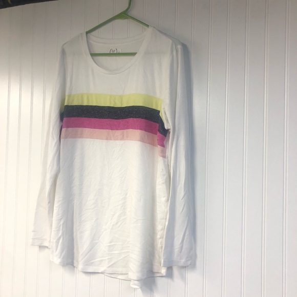 Maurice’s Women's Multicolor Striped Long Sleeve White Top XL Colorful - Picture 2 of 3